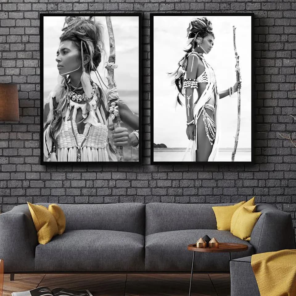 Indian Woman Nordic Poster Girl Wall Art Canvas Painting Posters And Prints Wall Pictures For Living Room Home Decor Unframed