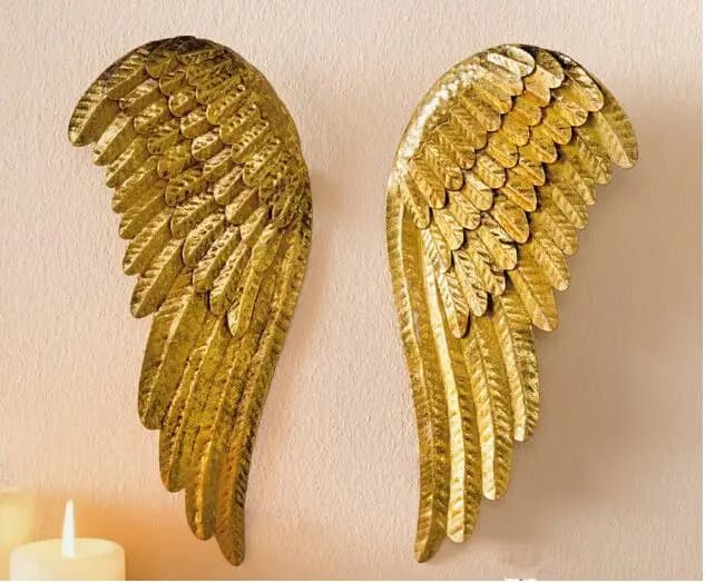 Golden Angel Wings Set,Do Old Iron Indoor Window Pendant,Xmas Decoration,Home Hanging Wall Art Decor.Festival Party
