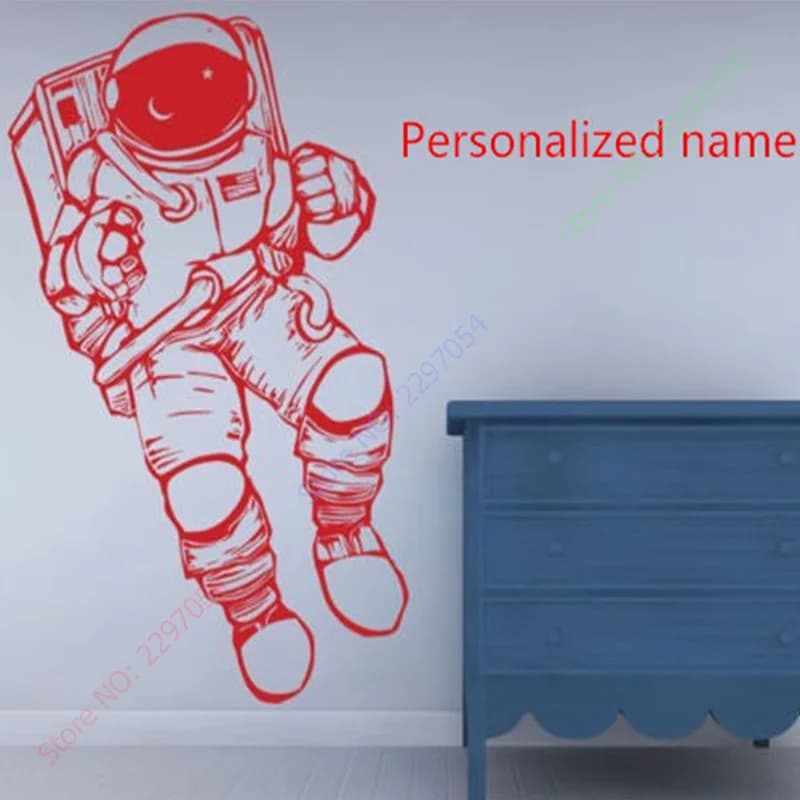 Personalized Name Outer Space Astronaut Vinyl Wall Decal Art Home Decoration Wall Sticker Mural Decor