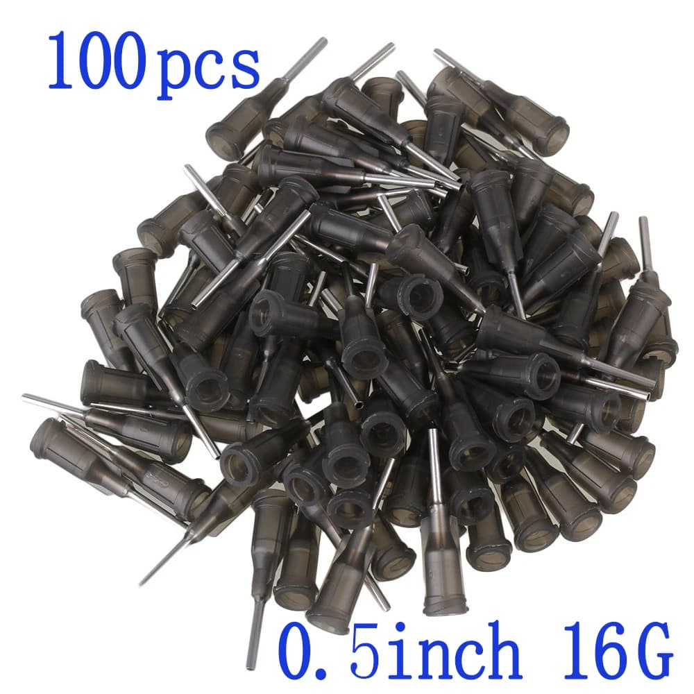 (100Pcs) Blunt Tip Dispensing Needles 16Ga Syringe Needles 16G X 0.5" (0.5Inch Length) With Luer Lock For Mixing Many Liquid