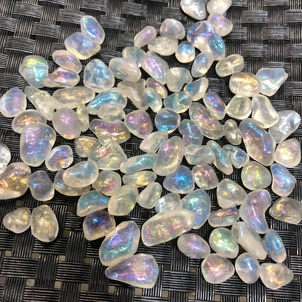 1000g amazing aura coated rainbow quartz crystal chakra healing medaion gemstone gravel tumbled stones