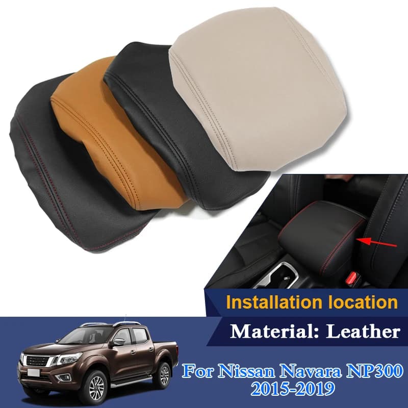 Leather Car Armrest Pad Covers Center Console Auto Seat Armrests Box Pads For Nissan Navara NP300 D23 Rogue Qashqai Tiida Teana