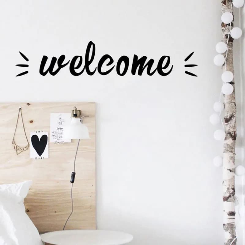 English Alphabet Welcome Wall Sticker For Door Living Room Background Decoration Mural Creative Pattern Home Welcome Art Decals