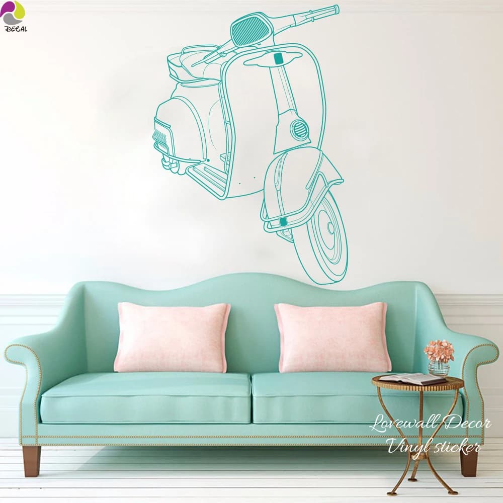 Rome Vespa Wall Sticker Living Room Bedroom Italy Rome Holiday Autobike Wall Decal Kids Room Baby Nursery Vinyl Home Decor Art