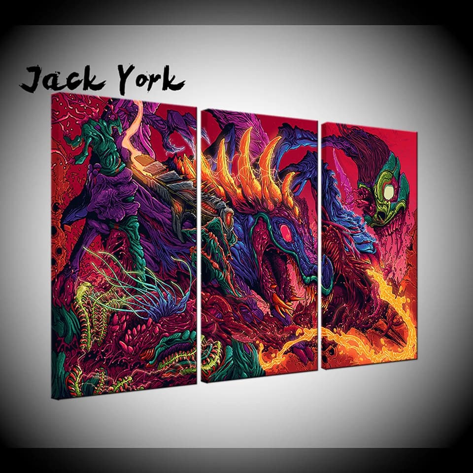 Canvas Painting Artistic abstraction Colorful dragon 3 Pieces Wall Art Painting Modular Wallpapers Poster Print Home Decor