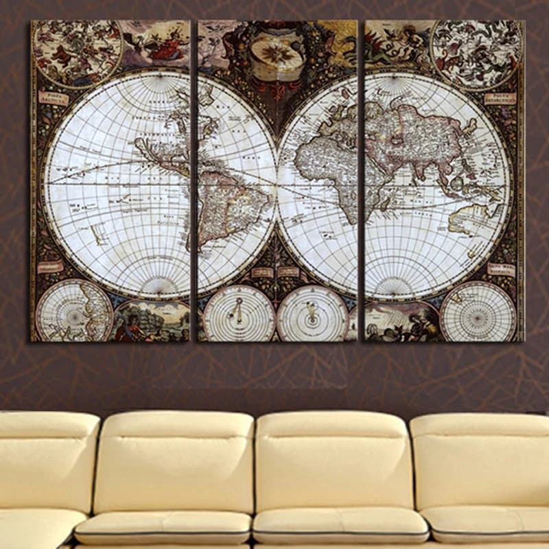 Ancient Roads world map Canvas Painting Oil Painting Print beautiful Home Decor Art map Wall Picture For Living Room Unframed