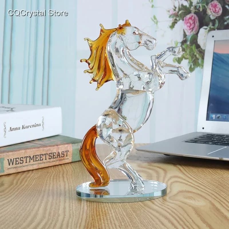 Crystal Horse Figurines Collection Glass Horse Animal Paperweight Table Sculpture Ornament Decor Kids Birthday Gifts Home Decor