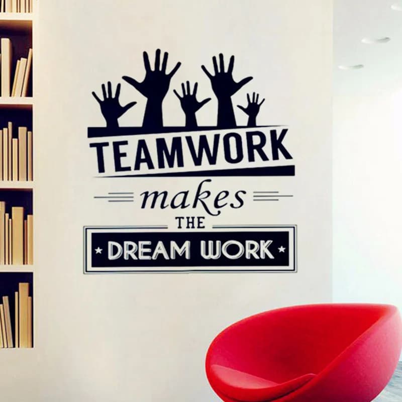 Office Wall Stickers Vinyl Decal Art - Office Mural Decor - Office Sticker - " Teamwork Makes The Dream Work " Quotes Decal
