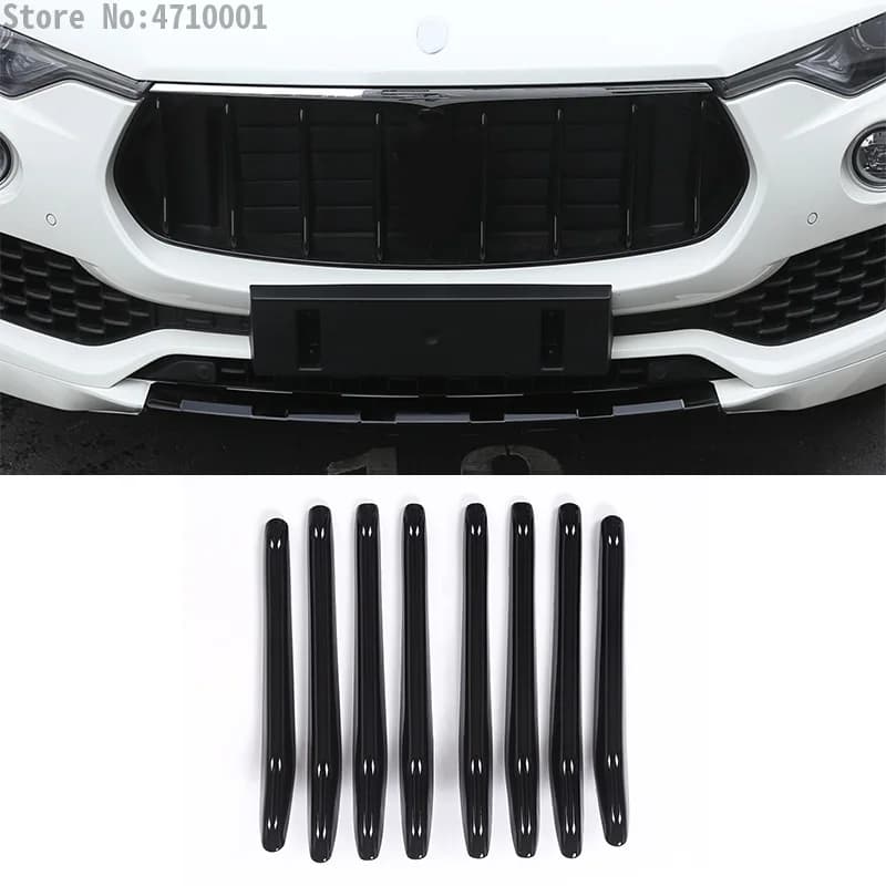 8pcs ABS Chrome Car Head Front Grill Decoration Strips Cover Trim For Maserati Levante 2016 Car Parts