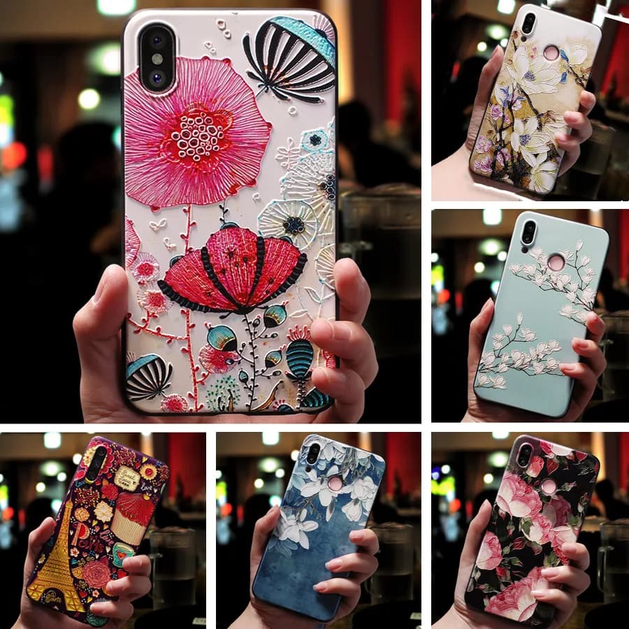 For Huawei Honor 10i 20e Case 3D Relief Animal Flower Emboss Cover For Huawei Honor 10i 10 i Honor10i HRY-LX1T Black Silicone