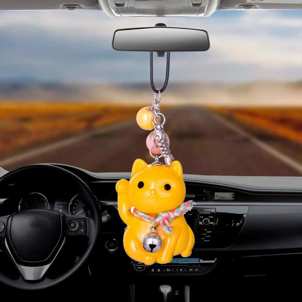 Car Pendant Acrylic Lucky Fortune Cat Automobile Decoration Charm Auto Interior Rear View Mirror Hanging Ornament Gifts Styling