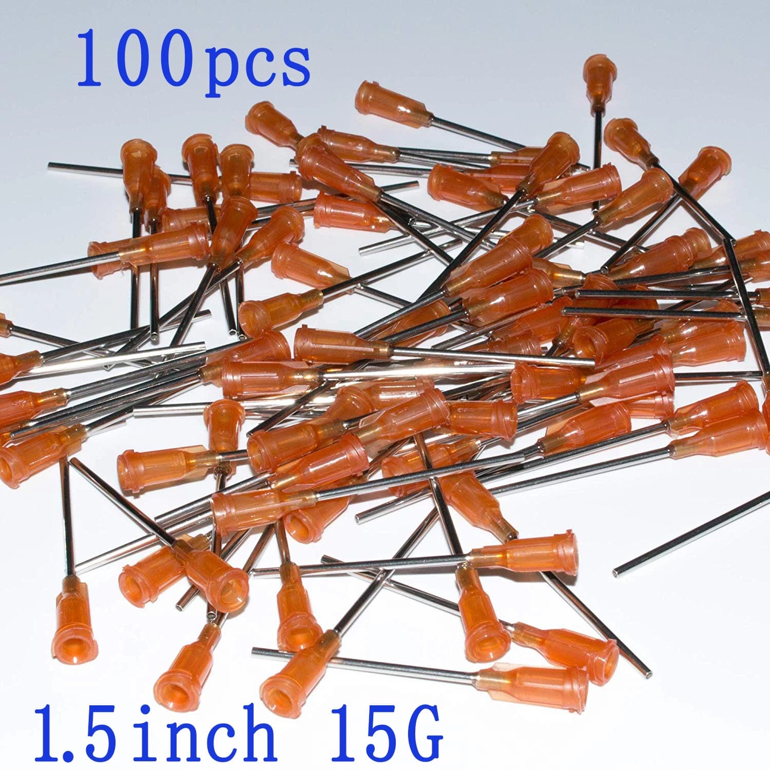 100Pcs 15G 1.5Inch / 38Mm Blunt Tip Dispensing Needles With Luer Lock . Plastic Syringe Needle 15Ga , Non-Sterile