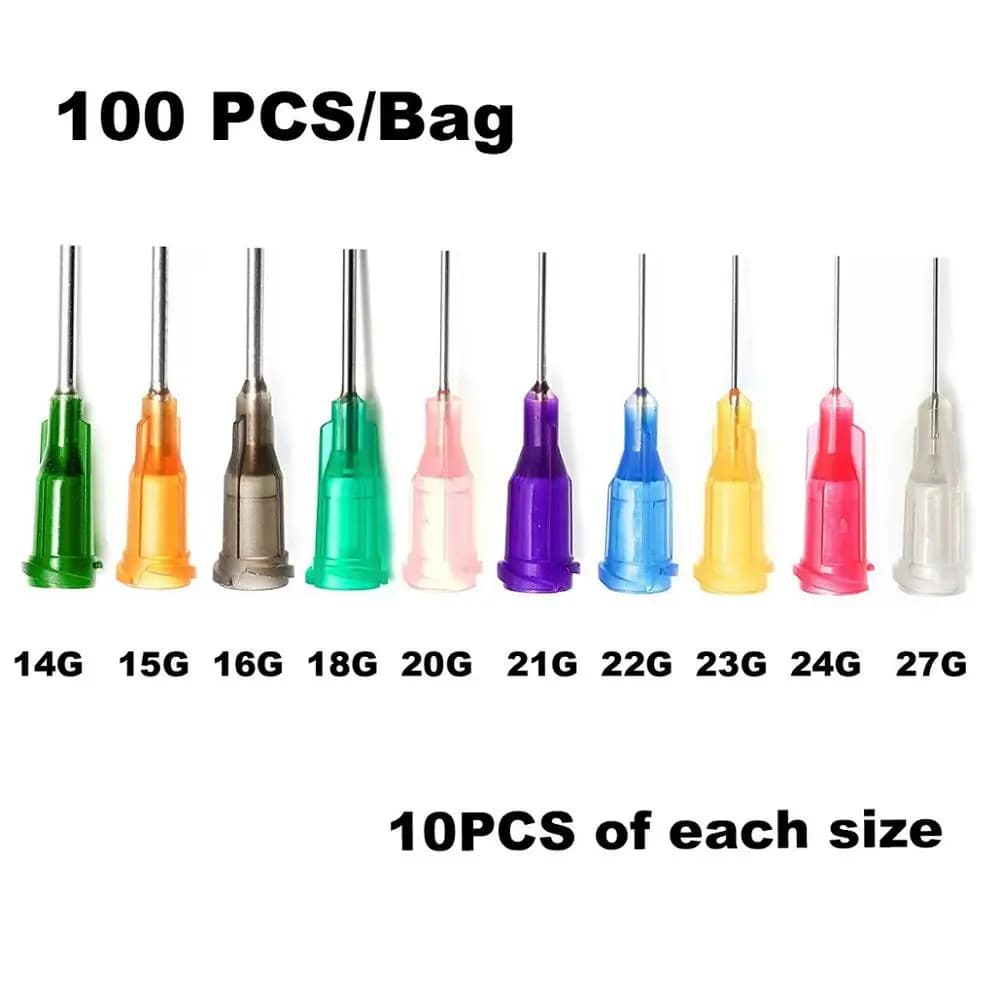 Syringe Dispensing Needles With Luer Lock 14G,15G,16G,18G,20G,21G,22G,23G,25G,27G  Blunt Tip 0.5'' (0.5Inch Length),100 PCS/Bag
