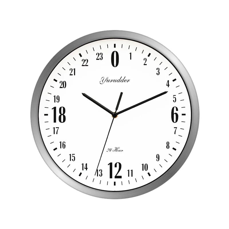 Newest 24 Hour Dial Design 12 Inches Step Metal Frame Modern Fashion Decorative Round Wall Clock