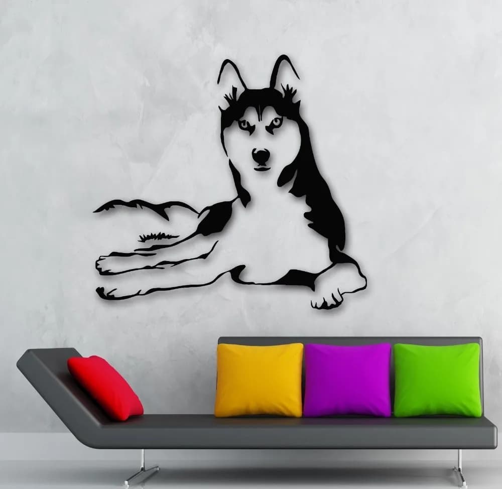New Arrival Husky Dog Animals Vinyl Decal Pets Hospital Shop Window Decor Glass Sticker Dog Cat Wall Sticker For Room