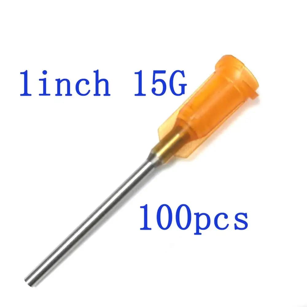 Syringe Needle 15Ga Dispensing Needles With Luer Lock 15G X 1"  ( 1Inch Length  ), Blunt Tip, Screw Interface,(Pack Of 100)