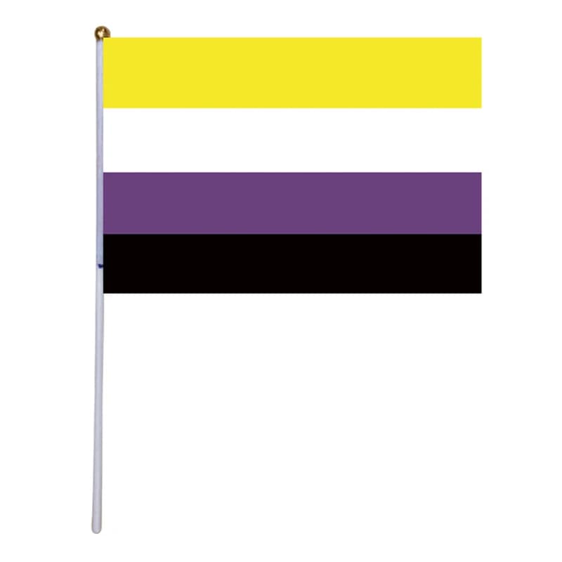 Xvggdg  100pcs/lot    20 * 30cm    Custom Hand Flag Geminbowl Rainbow   banner  Waving Gay Pride   Bisexual Pride Flag