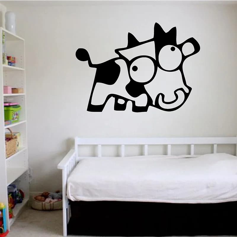 On Sale New Crazy Cow Giant Wall Art Children Sticker Murals Decals WA271 Animals