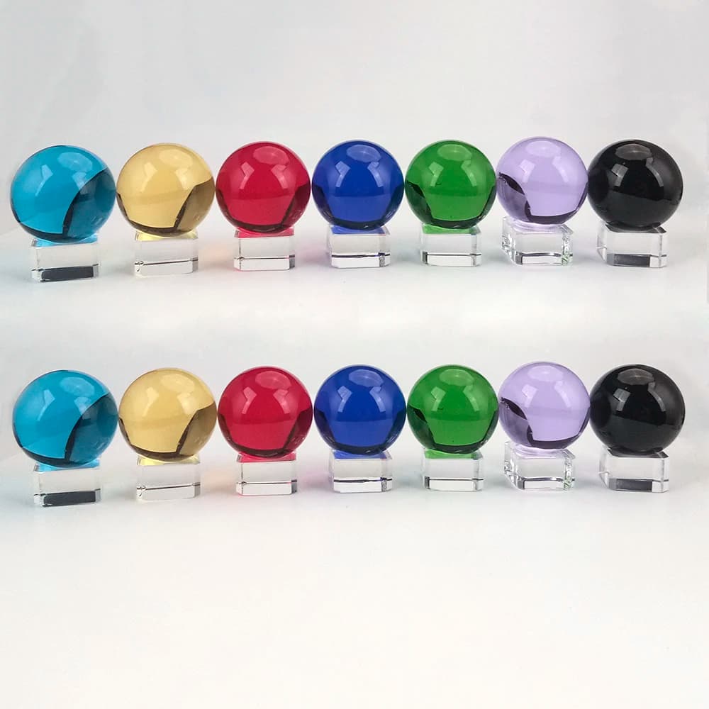 100mm Round Magic Artificial Crystal Glass Healing Ball Sphere Stone with Base Ideal Gift for Decoration&Ornament