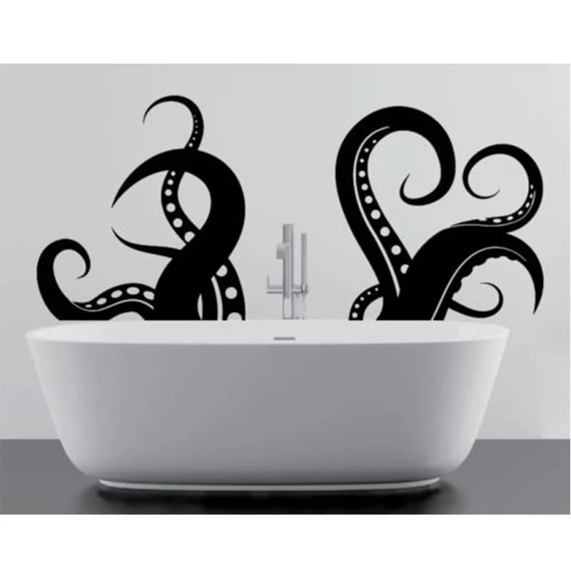 POOMOO Wall Sticker Vinyl Wall Decal Octopus Tentacles, Sea Creature Bathroom Art Decor Bath Sticker