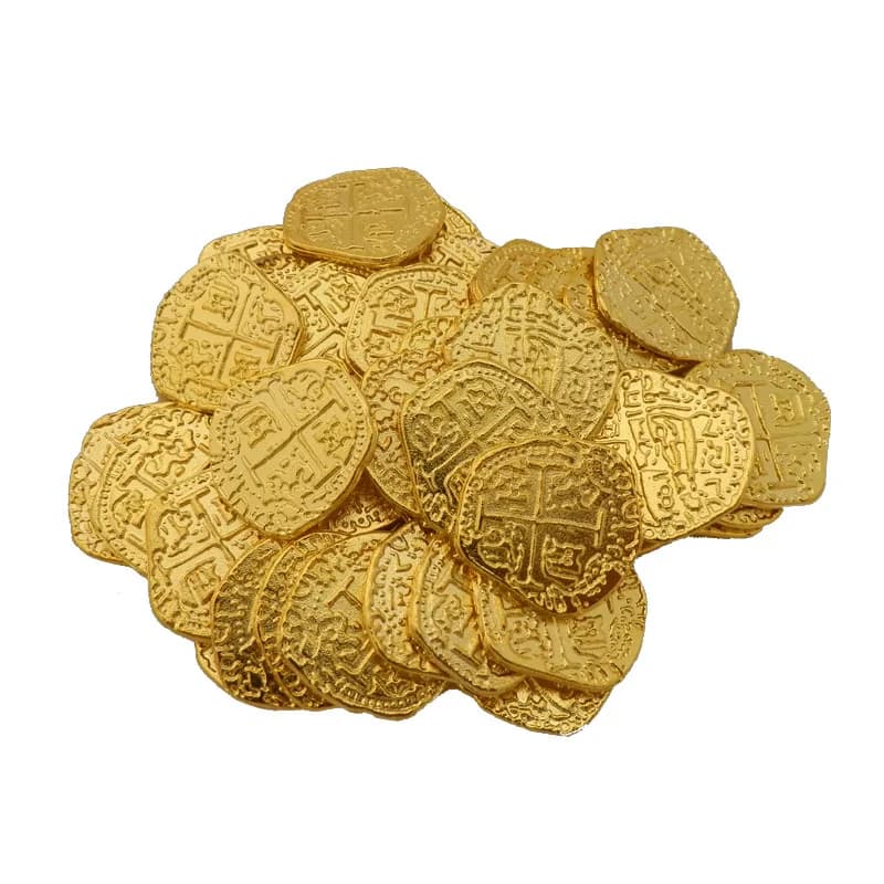 Wholesale European Spain Doubloon Golden Coin Doubloons Pirate Toy Coins Captain Party Metal Coin Treasure Game Hunt