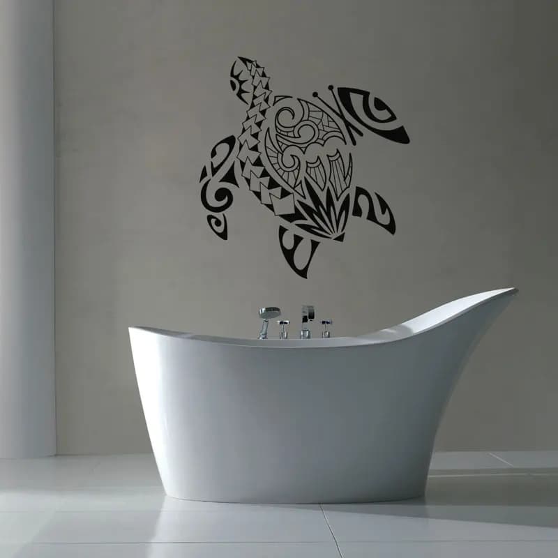 Ocean Sea Turtle Flower Vinyl Wall Sticker Home Decor Bathroom Decal Room Coastal Decoration Mural Removable Waterproof 3324