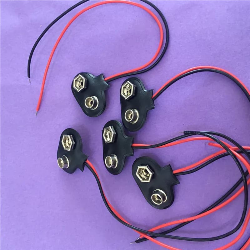 5PC ST076Y 9 V Battery Buckle 6F22 Battery Holder Type T and I Cable Connector Line length 15CM DIY Tool Parts Hi-Q On Sale