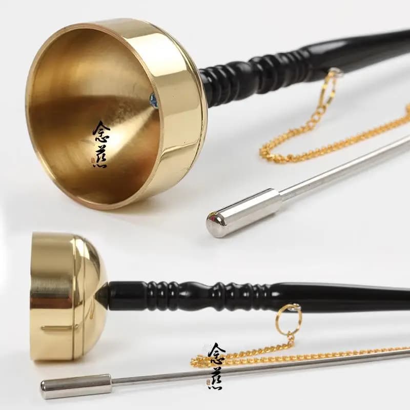 Copper Hand Bell with Long Handle, Buddhism and Buddhist Sutra Activities, Taiwan Muyu chanting