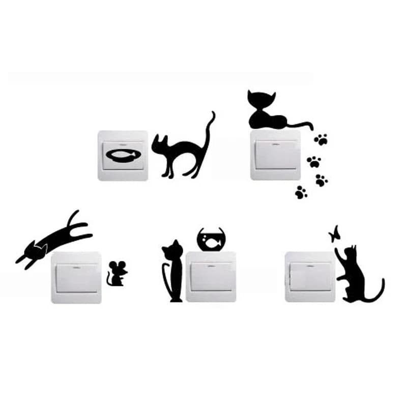 Removable Cute Lovely Cat Switch Wall Sticker Living Room Home Decor Kitten Are Playing Switch Animals Decoration Decals