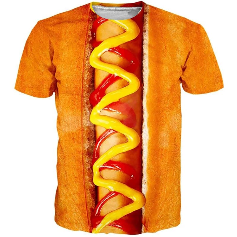 YX Girl 2019 Summer Unisex Tops Tees Funny Food HOTDOG T-SHIRT  For Men Women Short Sleeve O-neck T shirt Streetwear Dropship