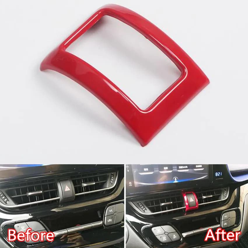YAQUICKA For Toyota CHR C-HR 2017 2018 Car Emergency Light Lamp Frame Stickers Car Styling Accessories ABS Red Color