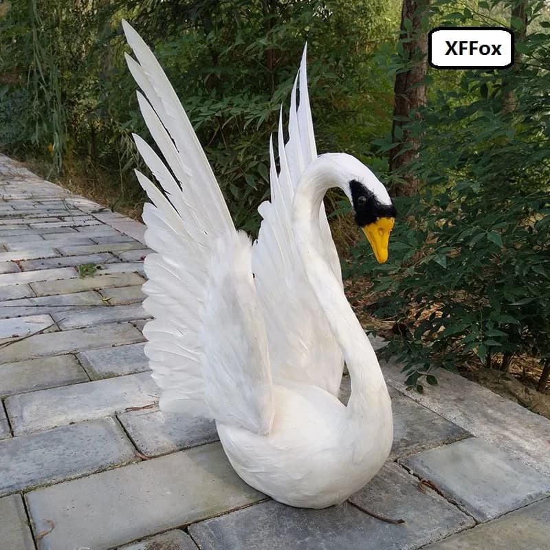 new simulation wings swan model foam&feather real life white swan gift about 30x48cm xf0768