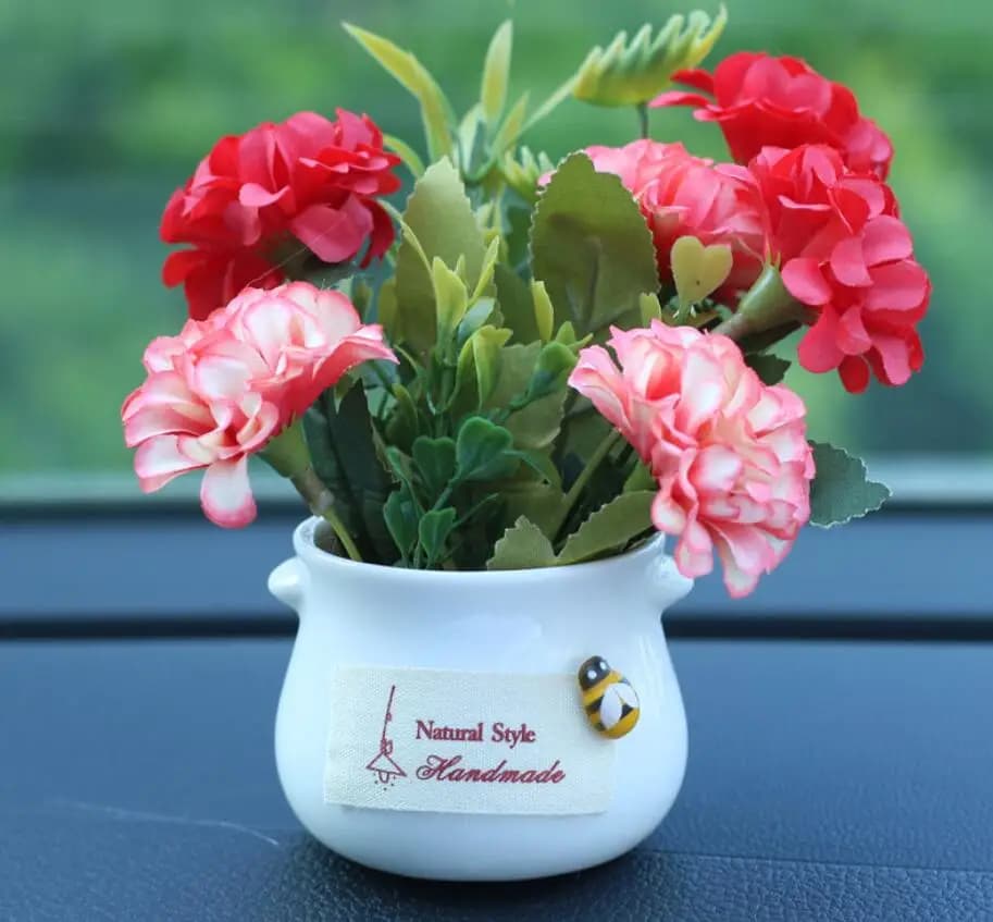 Car Simulation Plant Ornaments Flowerpot Chrysanthemum Rose Lavender Car Interior Decoration Accessorie Living Room Bedroom Gift