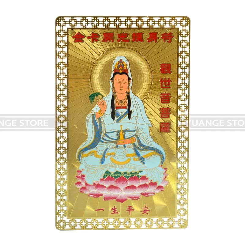 Feng Shui Guanyin Amulets Card For Business Smooth The opening Amulet Home Accessories Decor