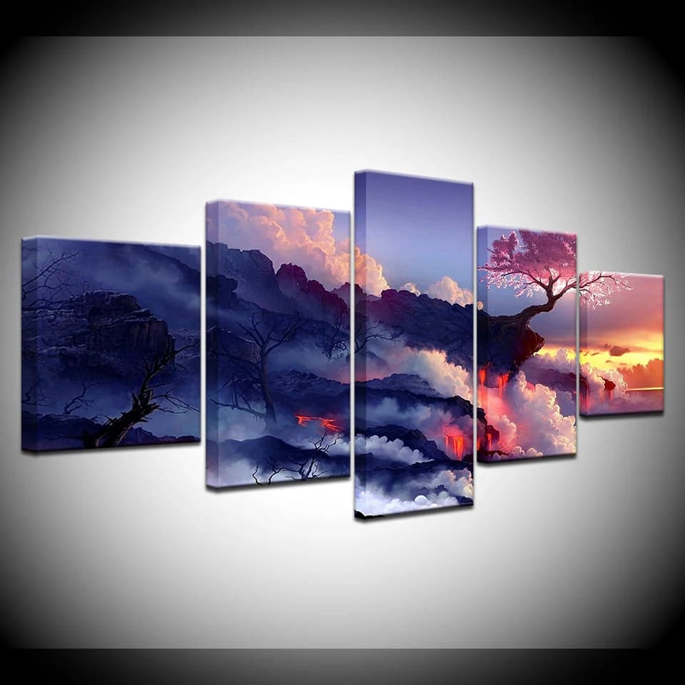 Anime view 5 Piece HD Wallpapers Art Canvas Print modern Poster Modular art painting for Living Room Home Decor
