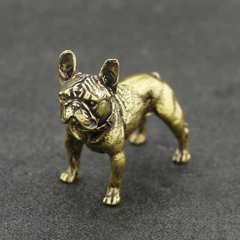 Cute Mini Brass Bulldog Statue Animal Dog Props Sculpture Home Office Party Bar Desk Decoration Ornament Funny Toy Gift