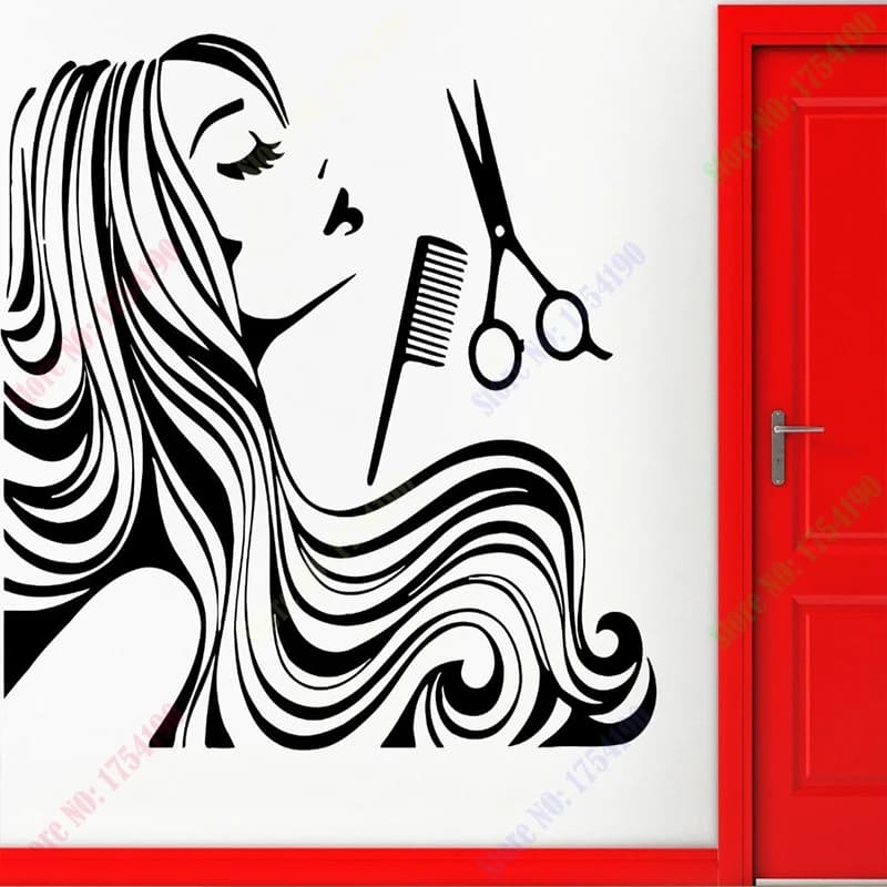 Hot selling Wall Sticker Hair Beauty Salon Vinyl Decal Girl Teen Barbershop Decor Removeable Wall decal Glass sticker