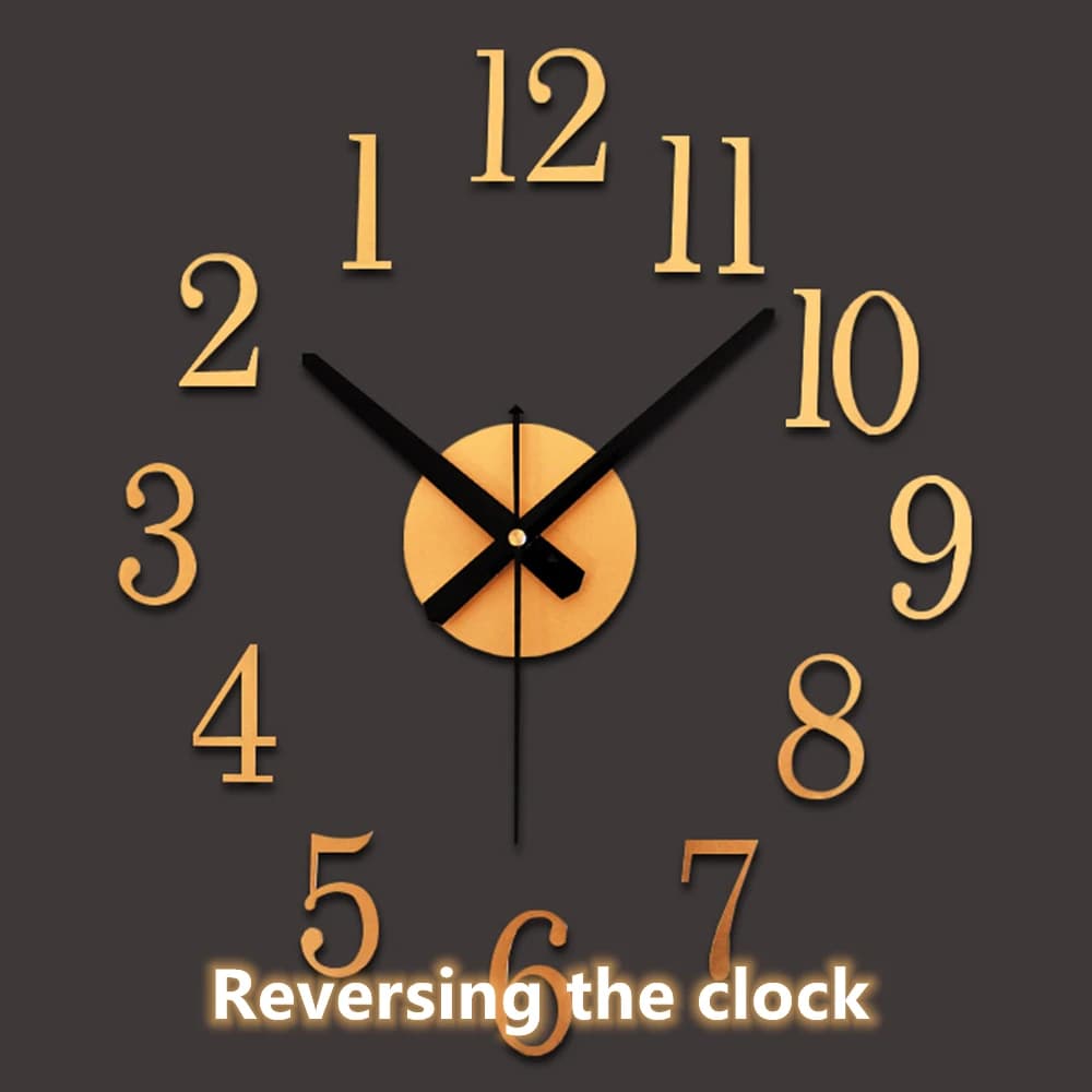 MEMEON Back in time work anti clockwise 3D stereo DIY wall clock creativity Reversal clock Living room bedroom decoration