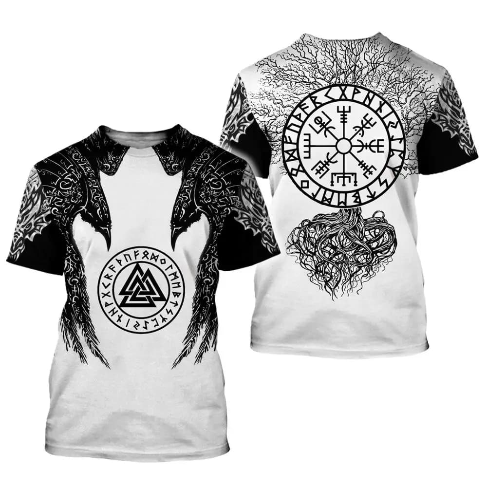 Huginn and Muninn Raven Tattoo 3D Printed men t shirt Harajuku Fashion Short sleeve shirt summer Casual Unisex tshirt tops WS358