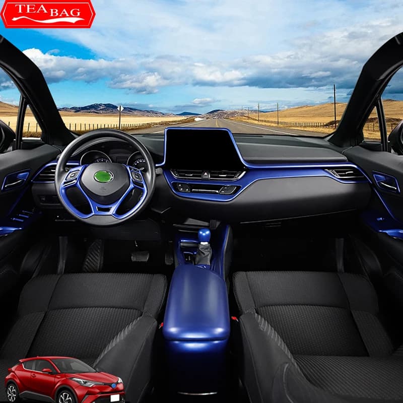 For Toyota C-HR CHR C HR 2017-2020 Car Styling ABS Blue Interior Mouldings Gear Panel Cover Air Outlet Frame Accessories For LHD