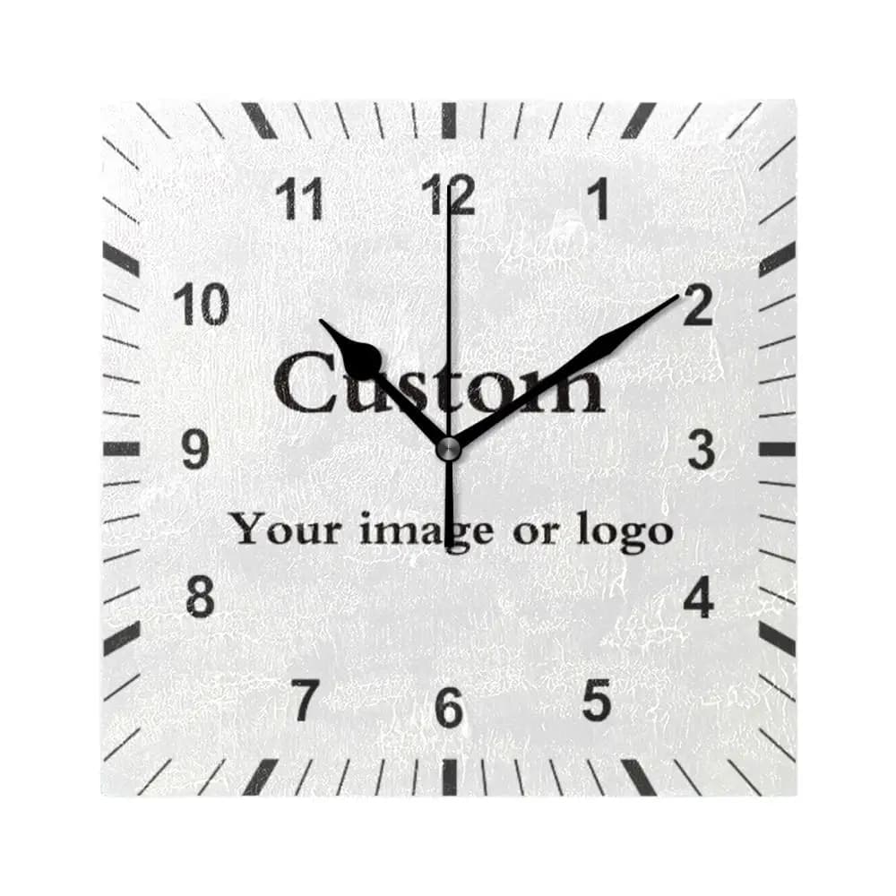 Custom Your Own Square Wall Clock Quiet Battery Operated Wall Watch Silent Non Ticking High Quality Tailor-made Home Decor Clock