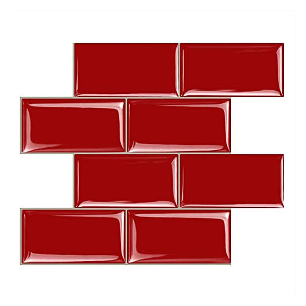 Vividtiles Thicker Peel And Stick Premium Wall Tiles 3D Red Festival Popular Home Decor Wall Sticker - 5 Pieces Pack