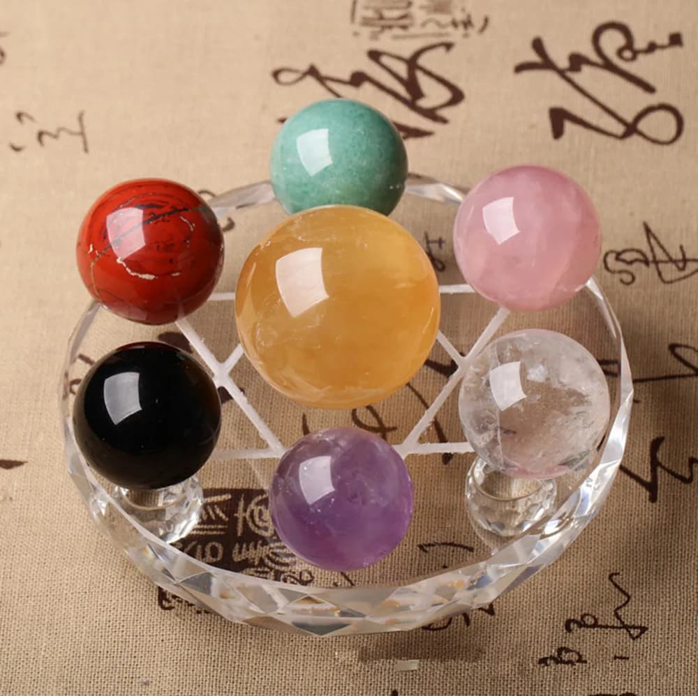 Natural Seven-color Crystal Ball,Seven-star Array,Seven-Chakra,Mineral Reiki Healing,Luck,Yoga,Seven-star Array base of Crystal
