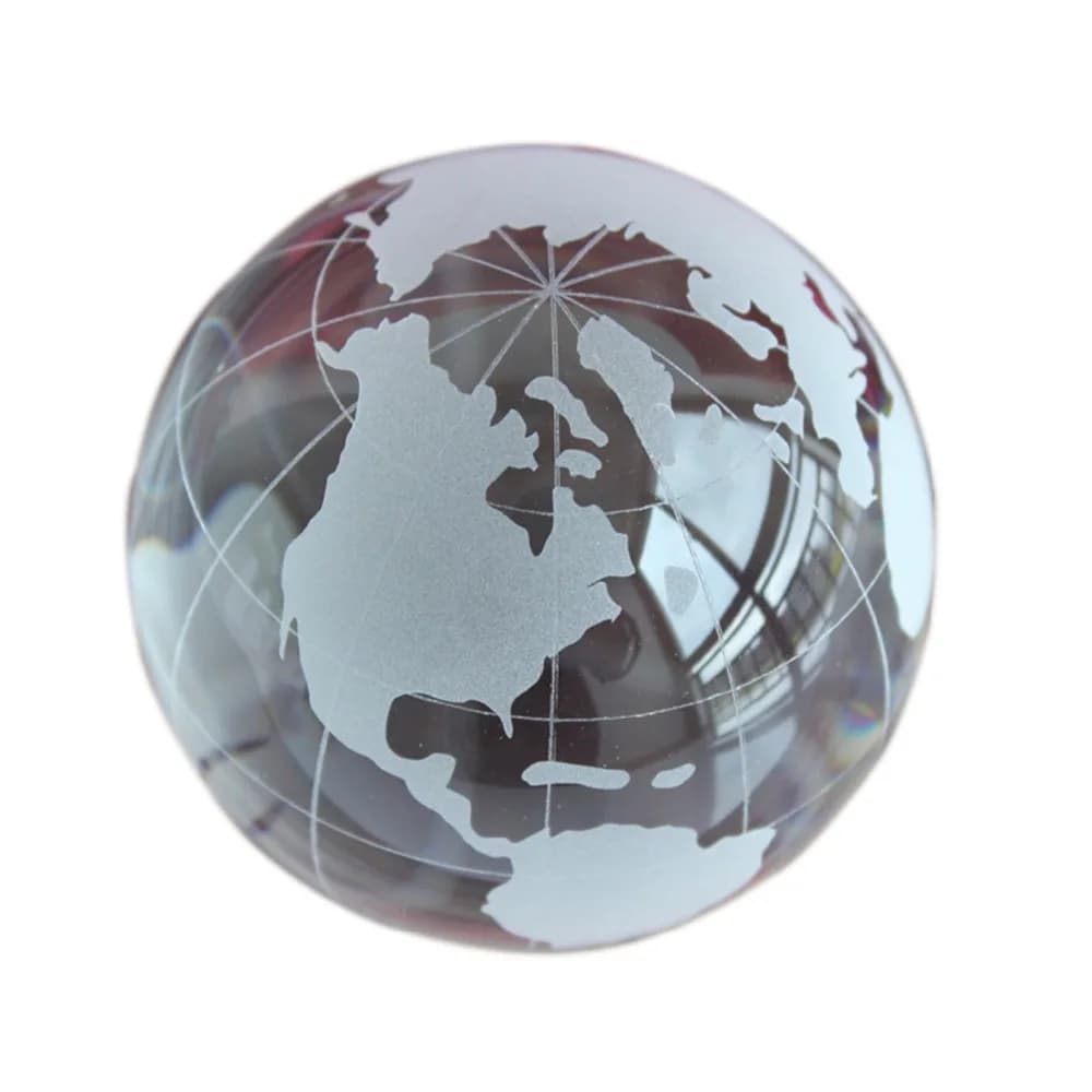 Classical Crystal World Map Ball Feng Shui Decorative Globe Office Home Decor Craft Gift Glass Earth Model