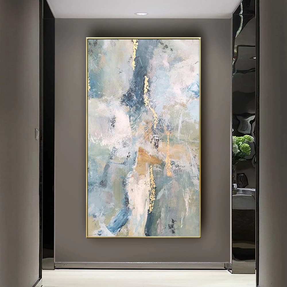 Modern Hand-Painted Oil Painting Abstract Marble Texture Canvas Painting Beautiful Blue Mural Artist Home Living Room Decor Art