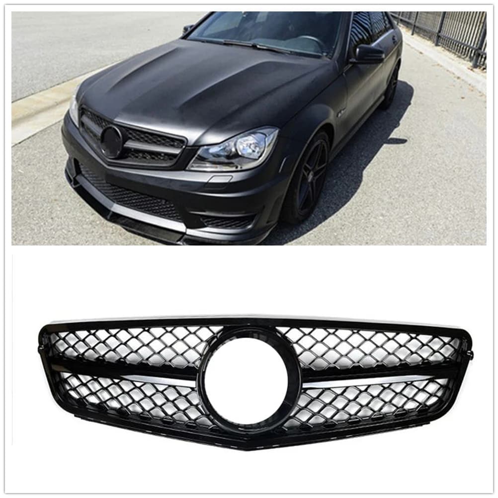 Front Grille Grill For Mercedes Benz W204 C Class 2007-2014 C180 C200 C250 C300 C43 AMG Style Black Upper Bumper Hood Mesh Grid