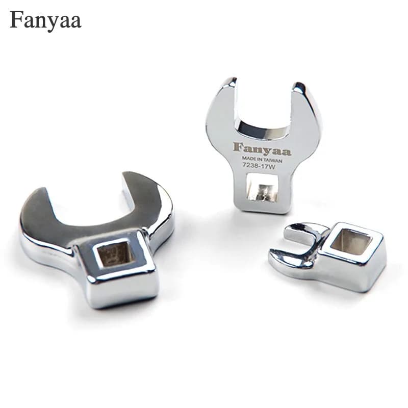 Fanyaa Square Drive 3/8 Inch Open End Interchangeable Torque Head Crowfoot Wrench for Torque Wrench 19-26mm Made In Taiwan