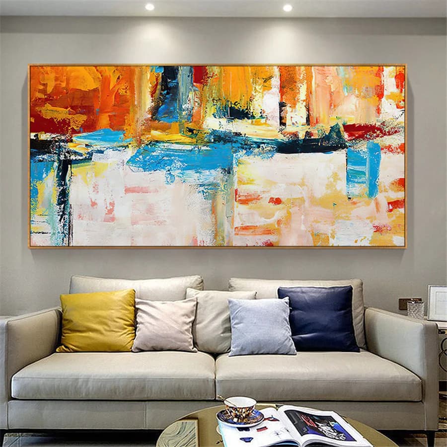 100% Original Handpainted colorful Modern abstract Oil Painting pop Art painting Wall Pictures For Living Room Home Decor