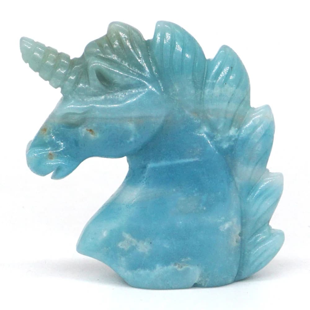 2" Unicorn Statue Natural Gemstone Amazonite Crystal Carved Reiki Healing Stone Figurine Home Ornaments Decor Holiday Gift