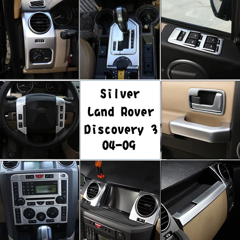 Car Interior Refit Full Set of Accessories For Land Rover Discovery 3 LR3 2004-2009 Silver Center Console Frame Decorative Panel